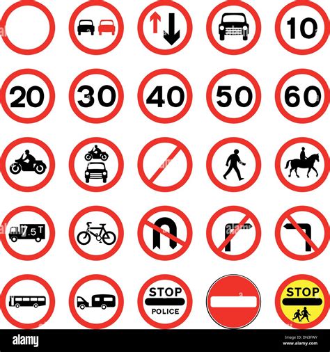 Round Red Road Signs Stock Vector Art And Illustration Vector Image