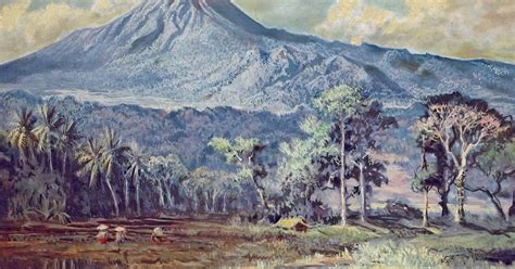 lukisan gunung karya basuki abdullah beraliran gambar lukisan