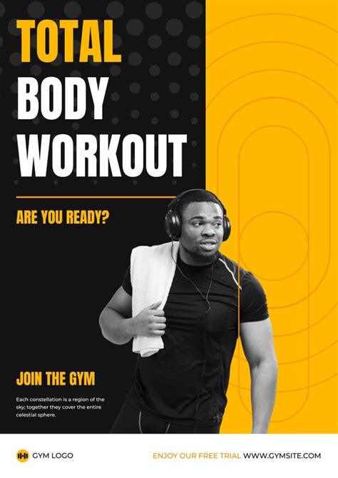 Free Geometric Modern Total Body Gym Poster Template