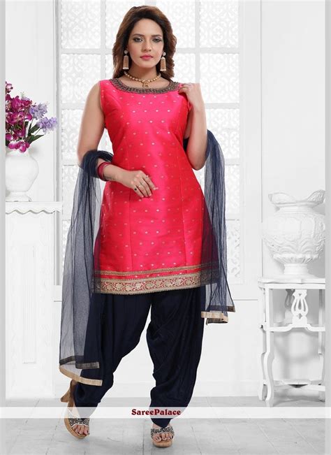 Malbari Silk Hot Pink Salwar Kameez Dress Indian Style Salwar Kameez Designs Clothes For Women