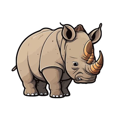 Estilo De Dibujos Animados Lindo Rinoceronte Vector Premium