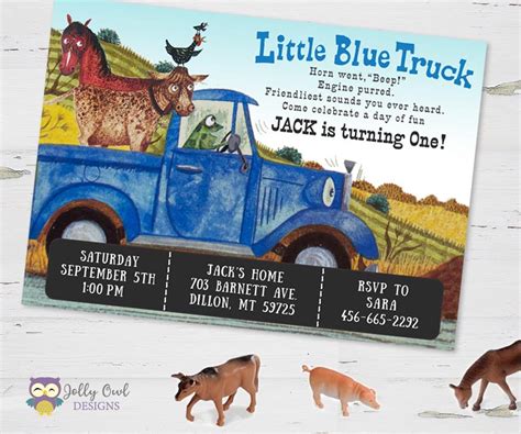 Little Blue Truck Birthday Party Invitation Jolly Owl Designs