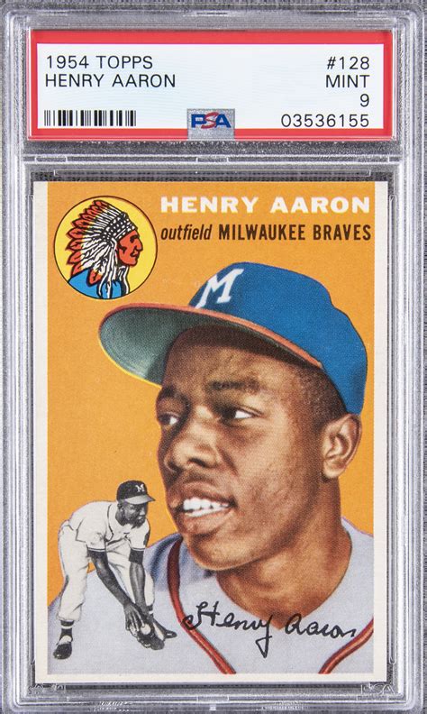 The braves icon and baseball hall of famer will be remembered throughout the game. Lot Detail - 1954 Topps #128 Hank Aaron Rookie Card - PSA MINT 9