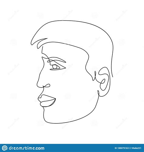 One Line Man Drawing Face Minimalism Art Male Contour