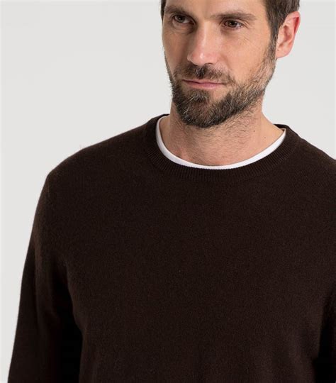 Chocolate Mens Cashmere And Merino Crew Neck Sweater Woolovers Us