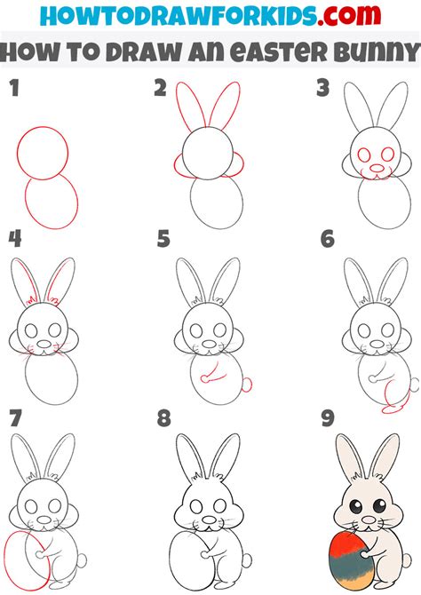 How To Draw An Easter Bunny Easy Drawing Tutorial For Kids