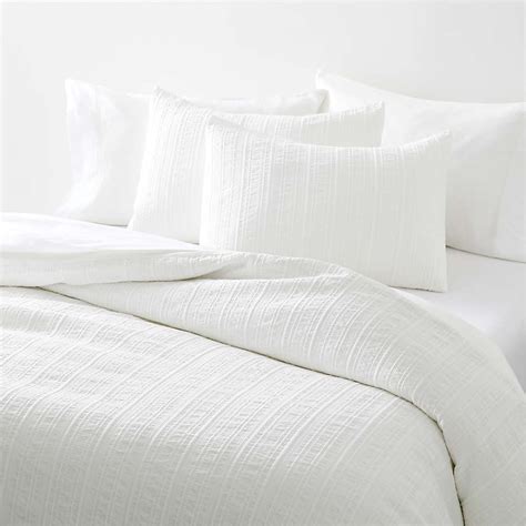 Organic Cotton White Textured King Duvet Cover Reviews Crate And Barrel
