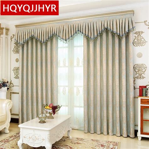 Luxury European Jacquard Blackout Curtains For Living Room Windows High