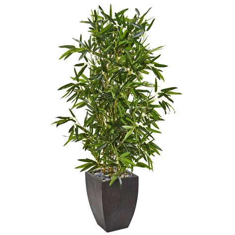 5 Bamboo Artificial Tree In Black Planter Real Touch Uv Resistant