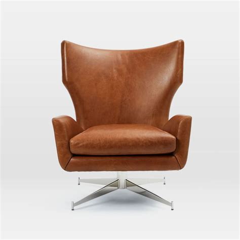 Our stretch covers could fit standard chairs, wing chairs, recliners and tub chairs, achieving a great finish and total. Hemming Leather Swivel Armchair | West Elm