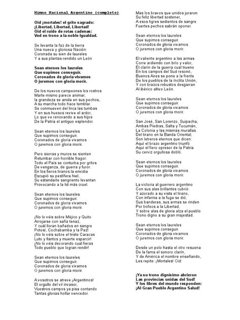 Himno Nacional Argentino Completo Entretenimiento General Música