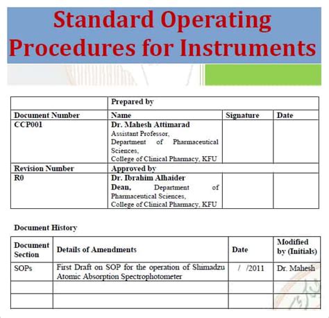 Standard Operating Procedure Template Excel Pdf Formats