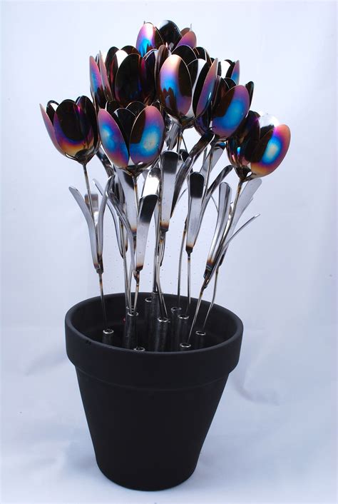 Tulips Made Out Of Silverware Handmade Silverware Art Fork Art