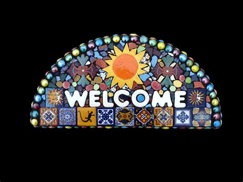 Southwestern Mosaic Welcome Sign Made With Talavera Tiles By Katherine
