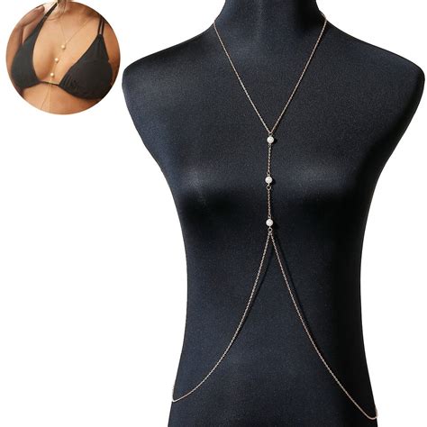 Sexy Sparkles Bikini Beach Crossover Harness Necklace Waist Belly Body Chain Jewelry Women