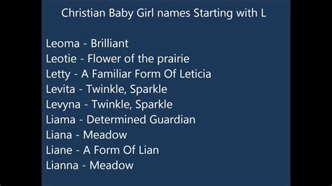 Top 100 baby boy names that start with l. Christian Baby Girl Names L - YouTube