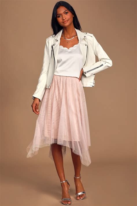 Cute Blush Pink Skirt Tulle Midi Skirt Sheer Mesh Skirt Lulus