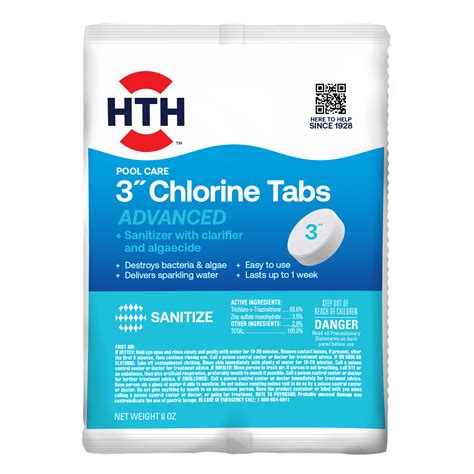 Hth Pool Care 3 Chlorine Tablet Advanced For Swimming Pools 8oz Single Tablet
