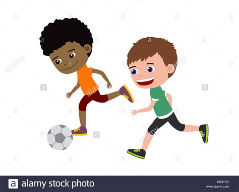 Football Boys Cartoon Illustration Of Two Kids Playing