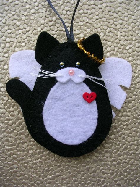 Cat Angel Ornament Tuxedo Cat Ornament Black And White Cat Etsy