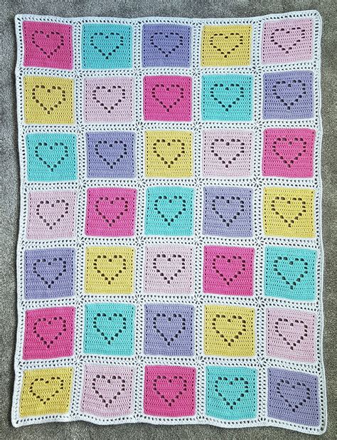 A Playful Stitch Filet Heart Crochet Baby Blanket