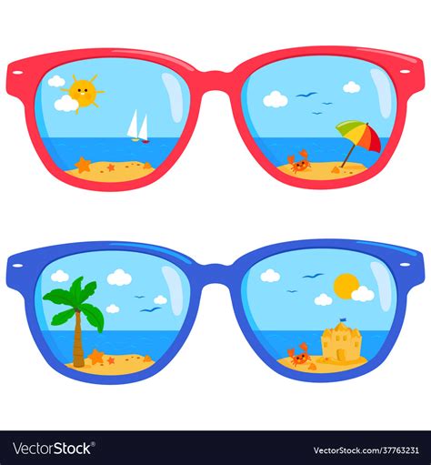 Summer Beach Reflections In Sunglasses Royalty Free Vector