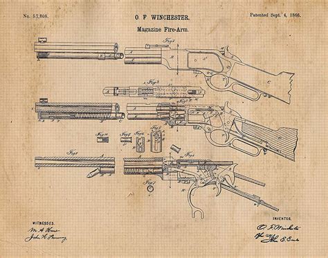 Vintage Winchester Rifle Patent Poster Print 1 Unframed Etsy