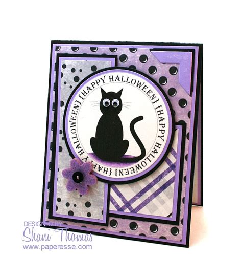 Free Black Cat Digital Stamp Halloween Card Paperesse