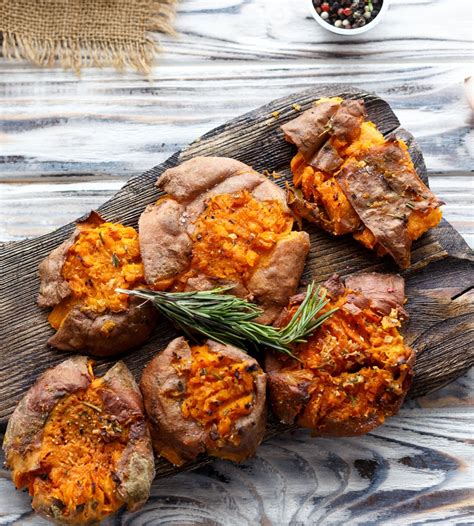 Wash and dry your baked potatoes. Baked Sweet Potato