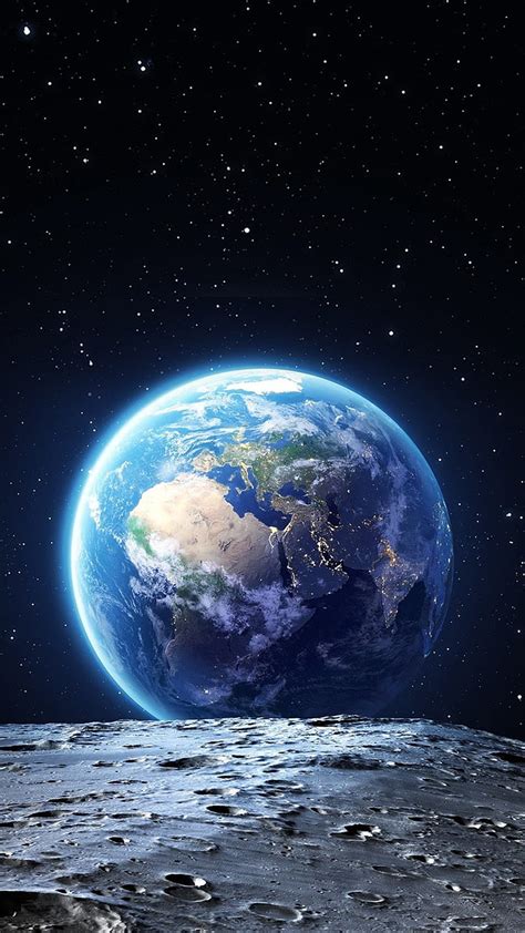 Vista De La Tierra Tierra Y Luna Tierra En El Espacio Espacio Fondo
