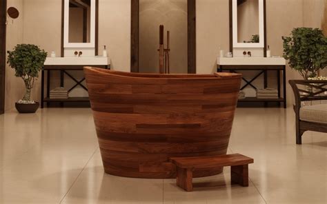 The soaking bathtub, one of life's simplest the taller person needs a longer bathtub. ᐈLuxury 【Aquatica True Ofuro Wooden Freestanding Japanese ...