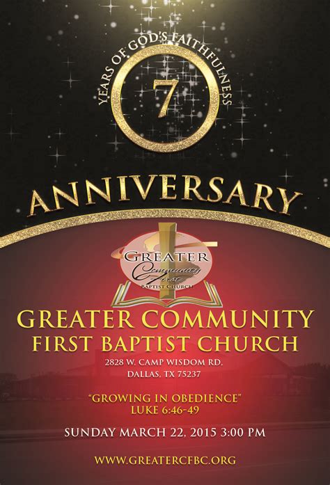 Join Us Greater Community First Will Be Celebrating Our 7th Church