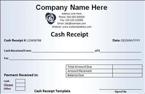 Print the receipt in pdf. Cash Receipt Template | Free Printable Word Templates