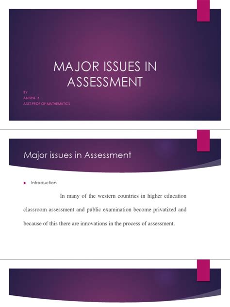 Major Issues In Assessment Pdf Educational Assessment
