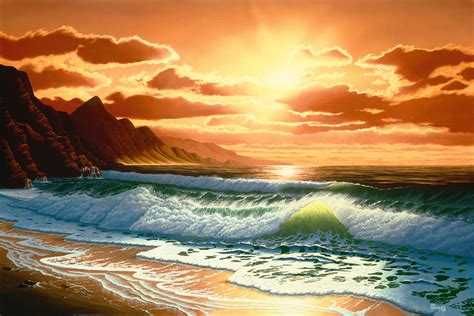 Hawaiian Sunset Painting By Del Malonee Fine Art America