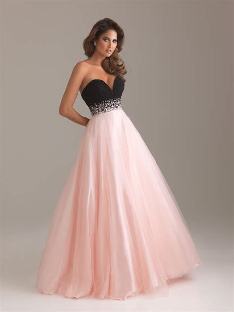 Pink And Black A Line Sweetheart Full Length Lace Up Tulle Prom Dresses