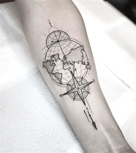 Globe And Compass Tattoo