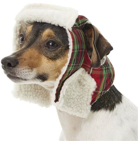 Pup Crew Red Plaid Trapper Dog Hat Mediumlarge