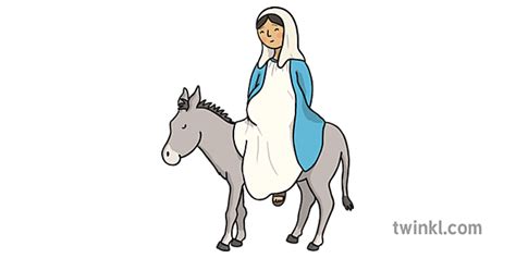Mary On The Donkey Illustration Twinkl
