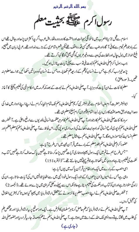 Hazrat Muhammad In Urdu