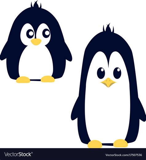 Abstract Cute Angry Cartoon Pinguin Isolated On A Vector Image