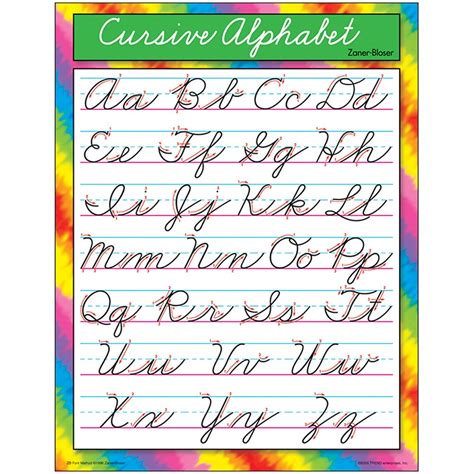 Trace the uppercase letters of the alphabet, and then practice writing them on your own. Chart Cursive Alphabet Zanerbloser - T-38136 | Trend ...