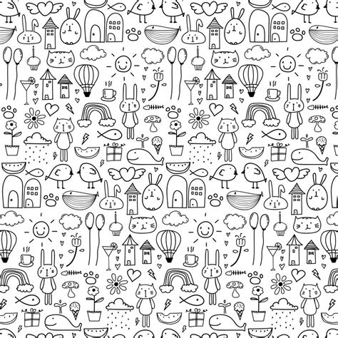Pattern With Line Hand Drawn Doodle Lovely Background For Kid Doodle
