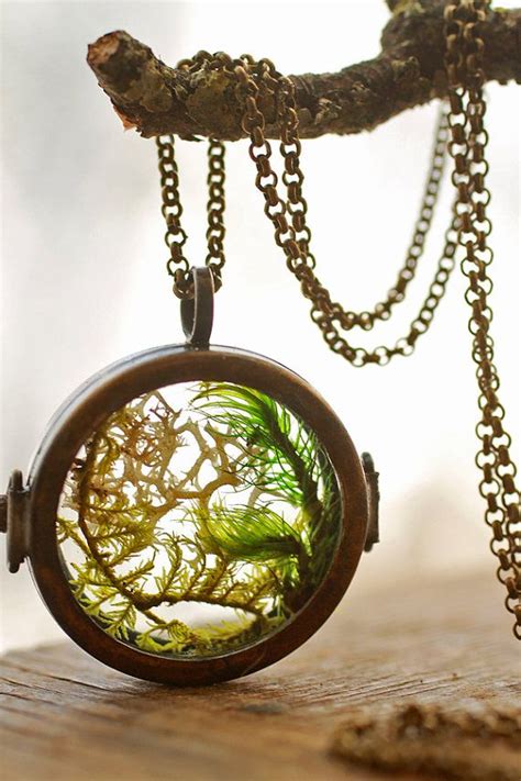Real Moss Necklace Floating Locket Living Locket Mini Terrarium