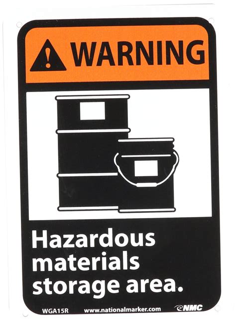 Nmc Wga R Ansi Sign Legend Warning Hazardous Materials Storage