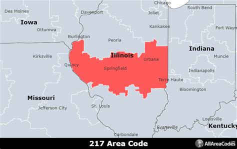 Where Is Area Code 217 Map Of Area Code 217 Springfield Il Area Code