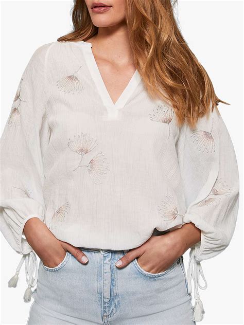 Mint Velvet Floral Embroidered Top Ivory At John Lewis And Partners