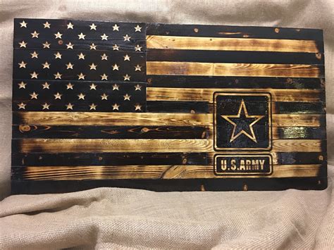 Wall Décor Wall Hangings Rustic American Flag With Military Emblem Etna