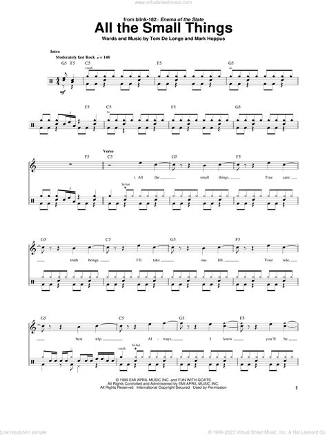 182 All The Small Things Sheet Music For Drums