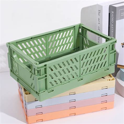 D1resion 4pcs Mini Stackable Crates Decor Danish Pastel Aesthetic